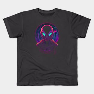 Alien Robot Synthwave Kids T-Shirt